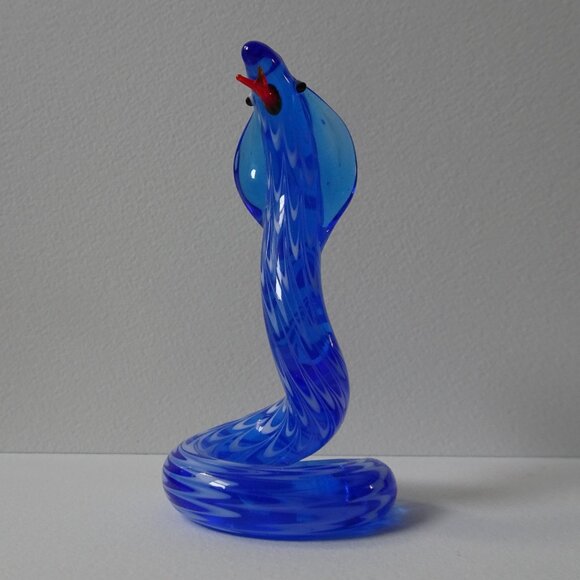 Vintage Blown Glass Blue Snake Figurine - Picture 4 of 8